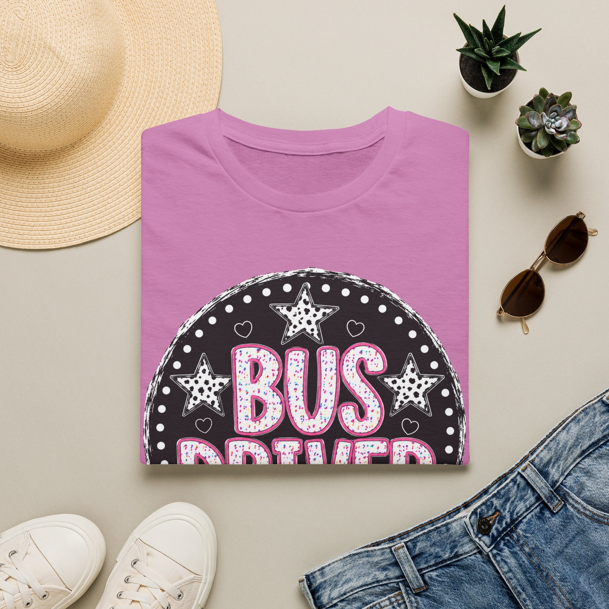 Bus Driver T‑Shirt — Retro Chalkboard Stars Design
