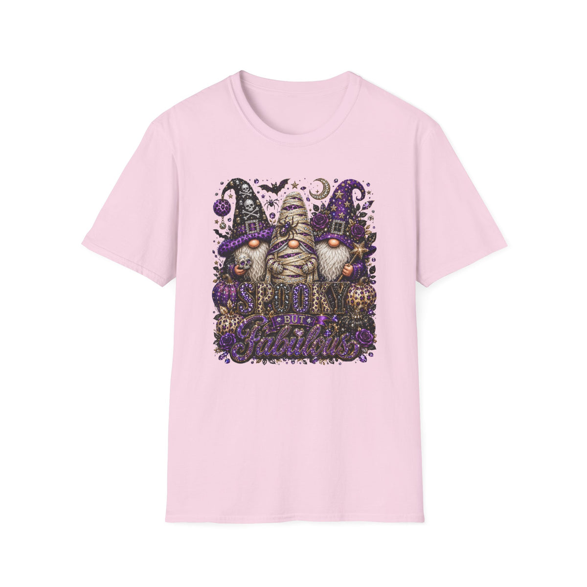 Halloween Gnome Trio T-Shirt — Cute Spooky Witch Gnomes with Pumpkins & Mummy