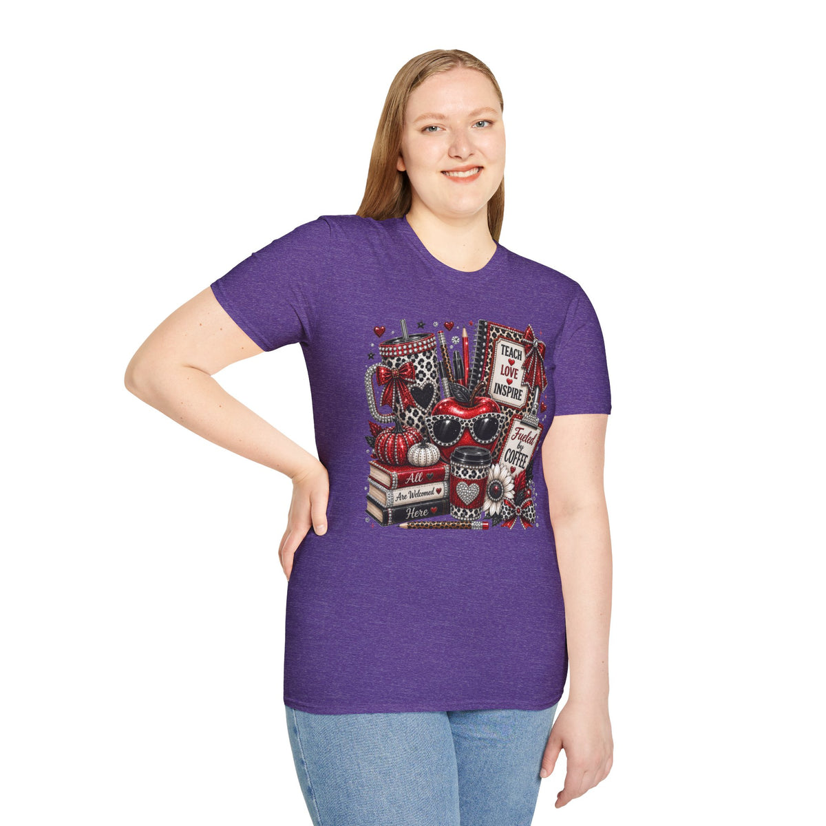 Teacher Love Inspire T‑Shirt — Fueled by Coffee Back‑to‑School Tee for Educators