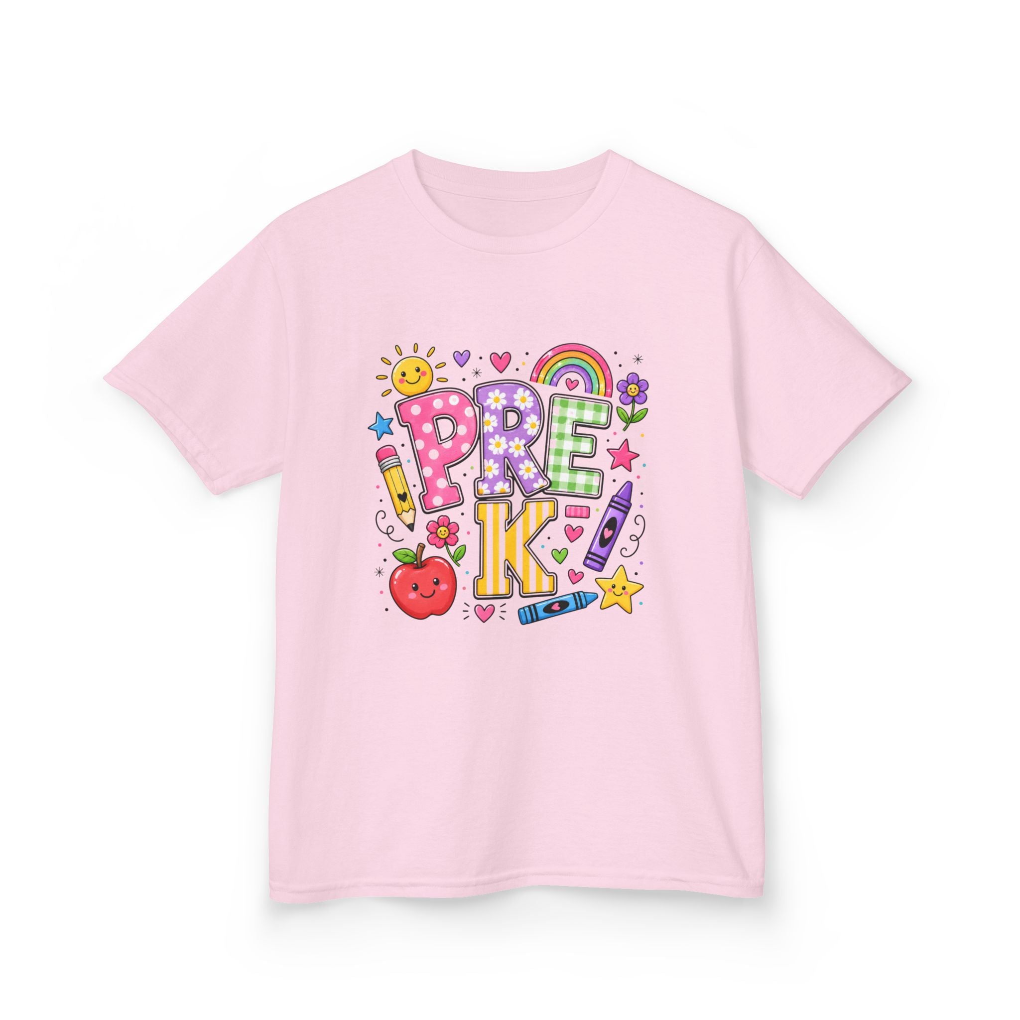 Kids Tee — Colorful 'PRE-K!' Back-to-School Shirt with Cute School Doodles
