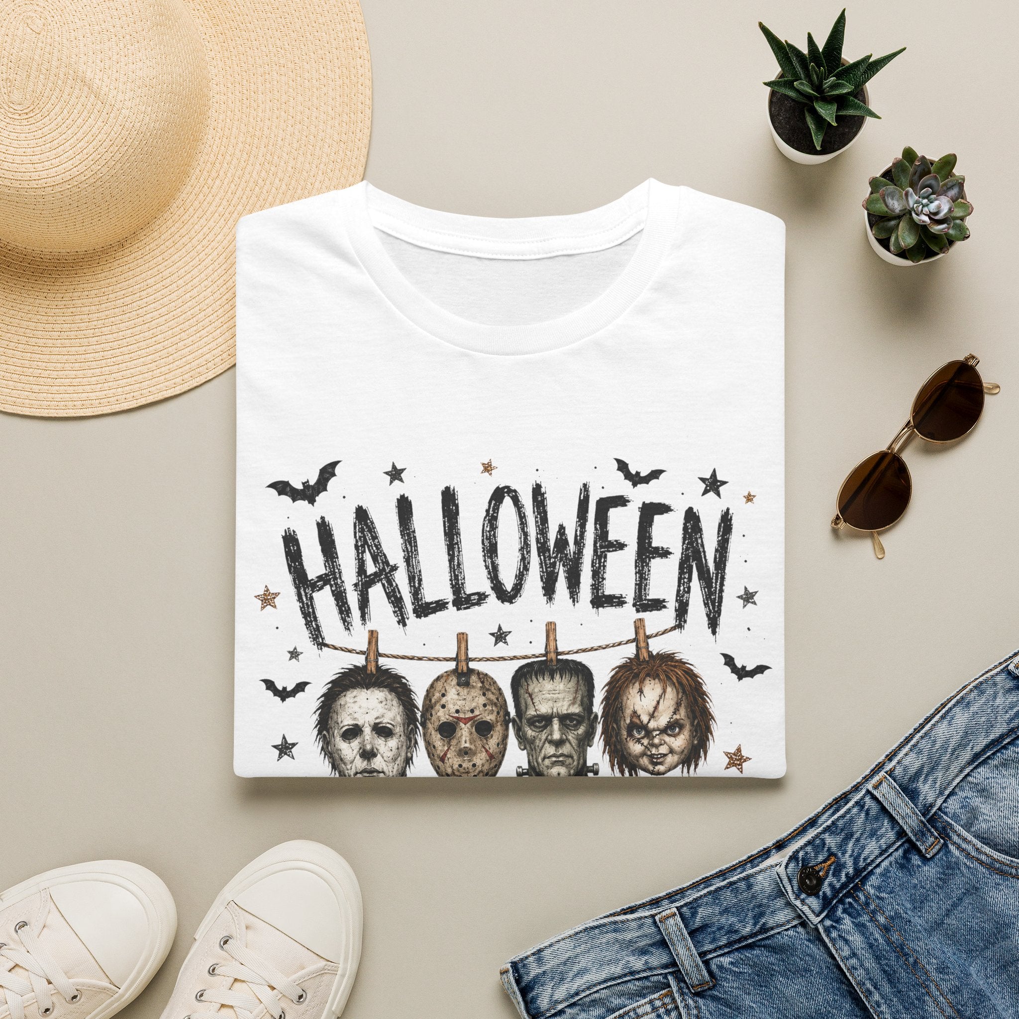Halloween Hallelujah T-Shirt — Retro Horror Mask Parade Tee