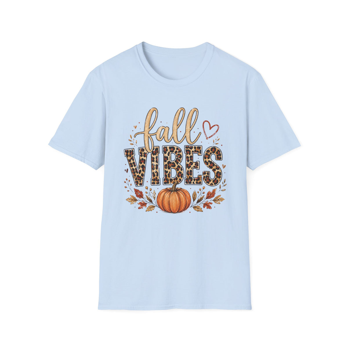 Fall Vibes T-Shirt — Leopard Print Pumpkin Autumn Graphic Tee