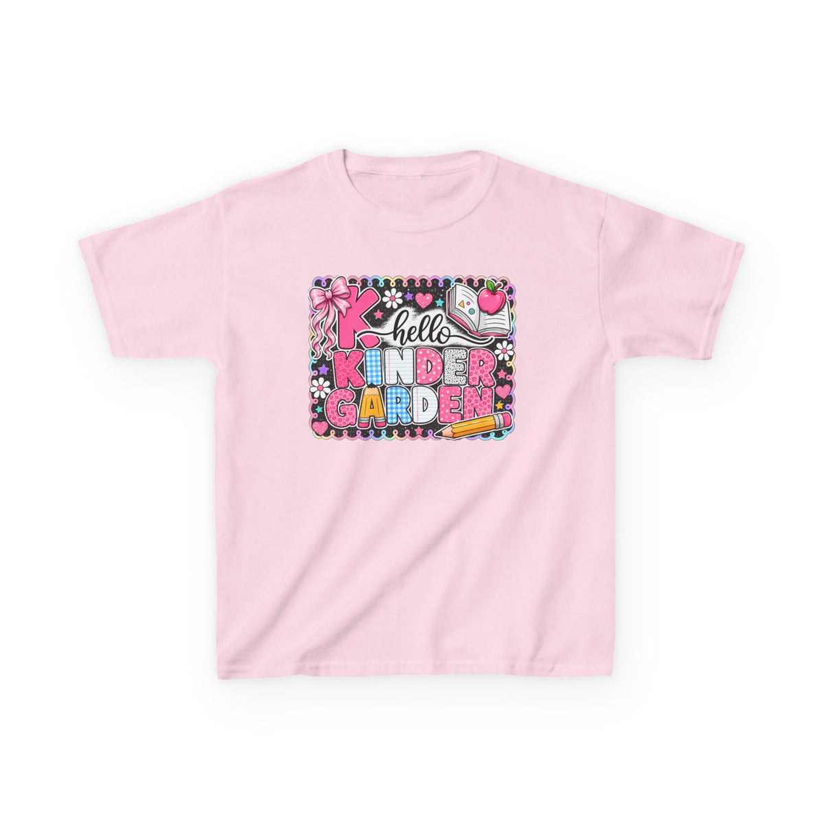 Hello Kindergarten Kids T-Shirt — Colorful Back to School Tee for Girls & Boys