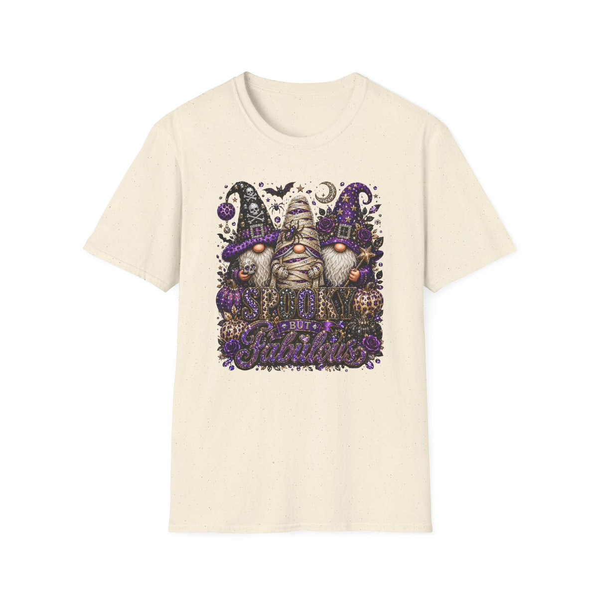 Halloween Gnome Trio T-Shirt — Cute Spooky Witch Gnomes with Pumpkins & Mummy