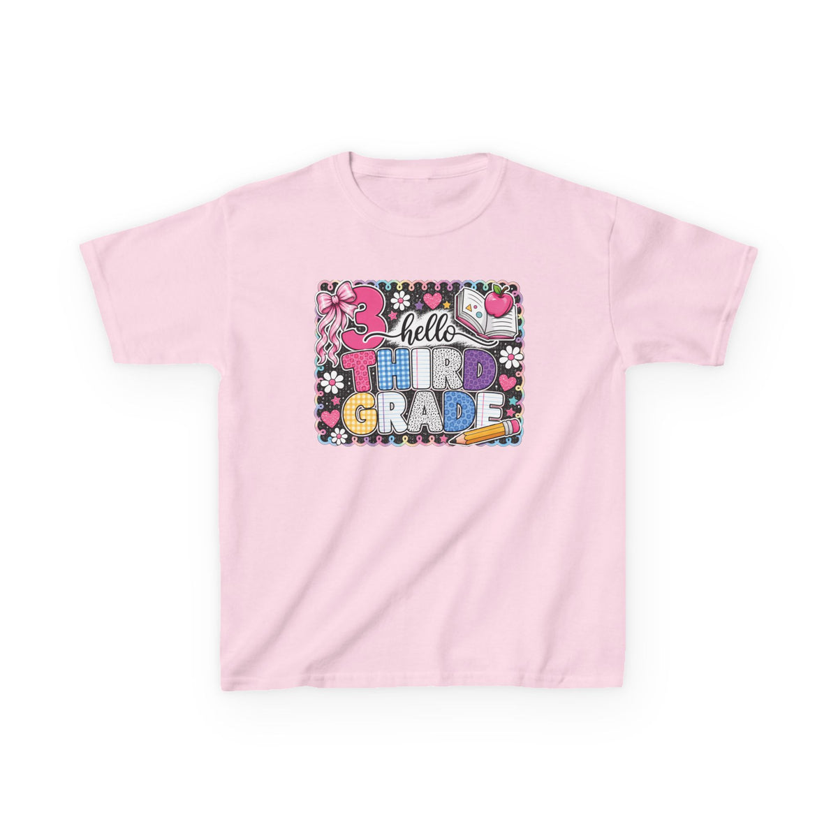 Third Grade Kids T-Shirt — "Hello Third Grade" Colorful Back-to-School Tee
